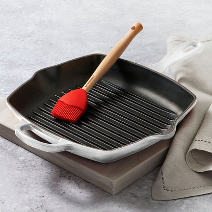 Signature Cast Iron 10.25-inch White Square Grill Pan