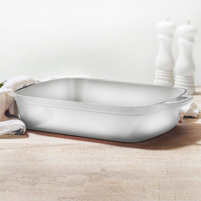 Signature Cast Iron 12.75-inch x 9.75-inch White Roasting Pan