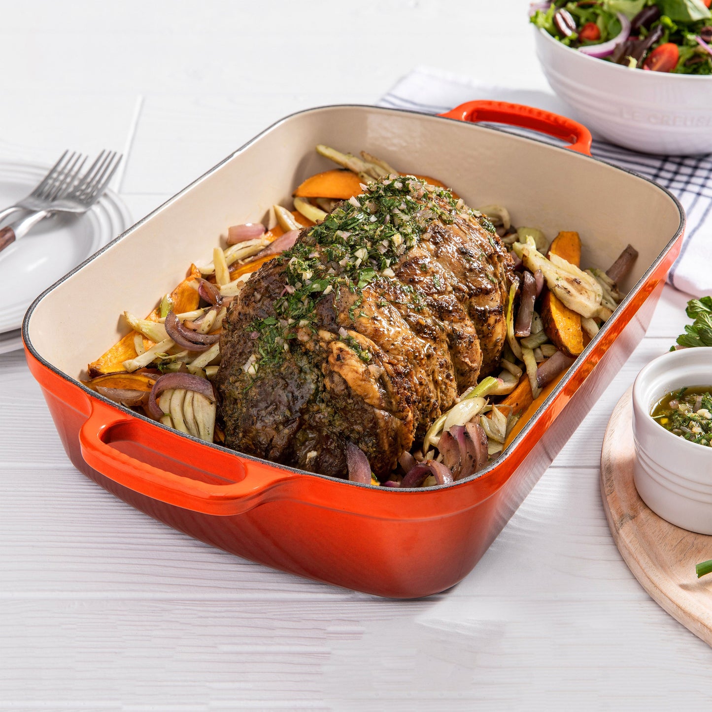 Signature Cast Iron 12.75-inch x 9.75-inch Flame Roasting Pan