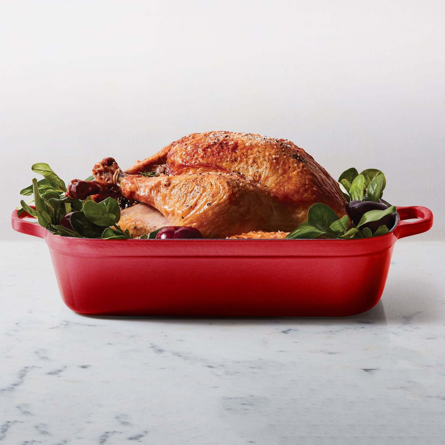 Signature Cast Iron 12.75-inch x 9.75-inch Cerise Roasting Pan