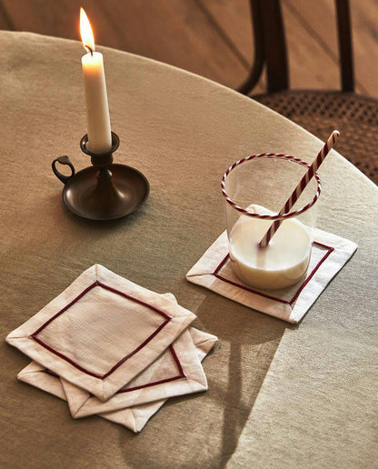 PACK OF LINEN CHRISTMAS COASTERS (PACK OF 2)