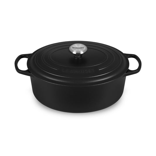 Signature Cast Iron 6.75-quart Licorice Oval Dutch Oven