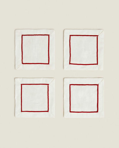 PACK OF LINEN CHRISTMAS COASTERS (PACK OF 2)