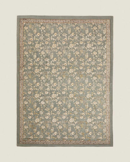 FLORAL PRINT BLOCK RUG
