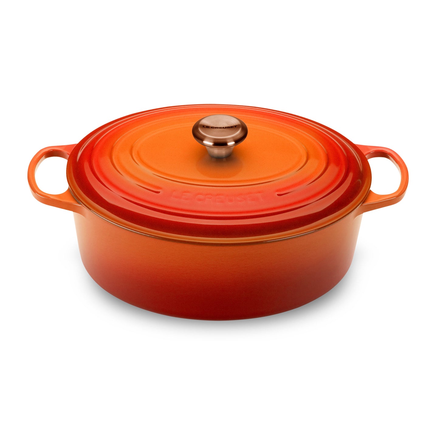 Signature Cast Iron 8-quart Flame Oval Dutch Oven with Copper Knob