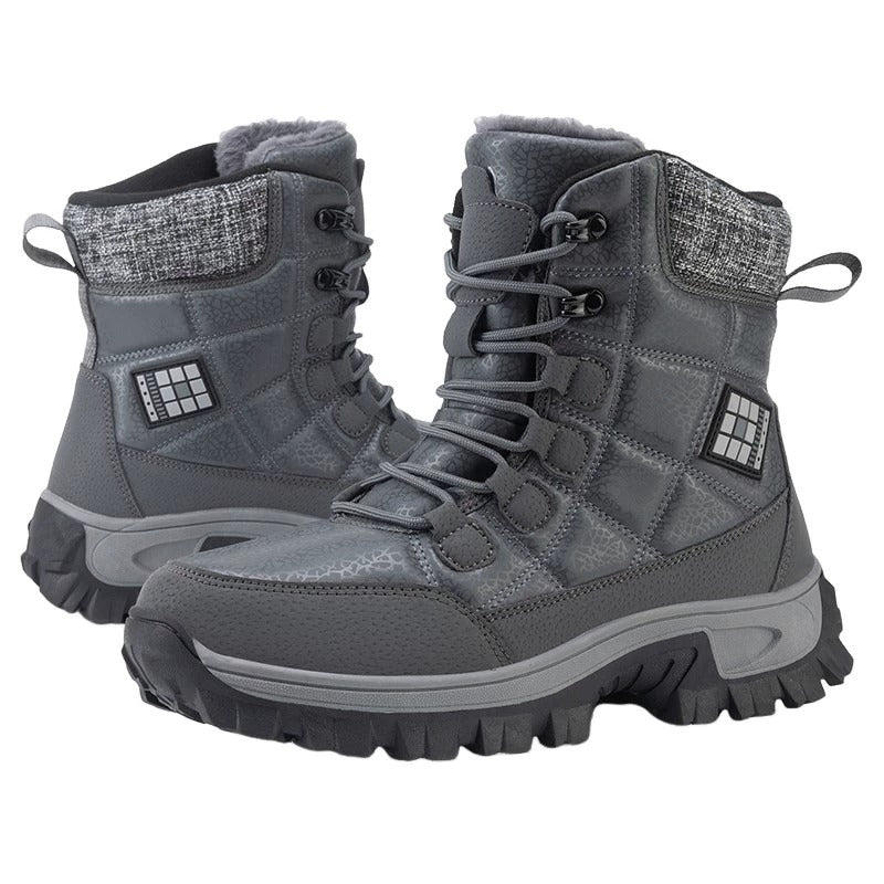 (⏰Zeitlich begrenzter Rabatt 49 %) Dicke, warme Schneestiefel für Herren, breite Zehenpartie, rutschfeste, pelzgefütterte Lederstiefel, wasserdichte Winter-Wanderstiefel 