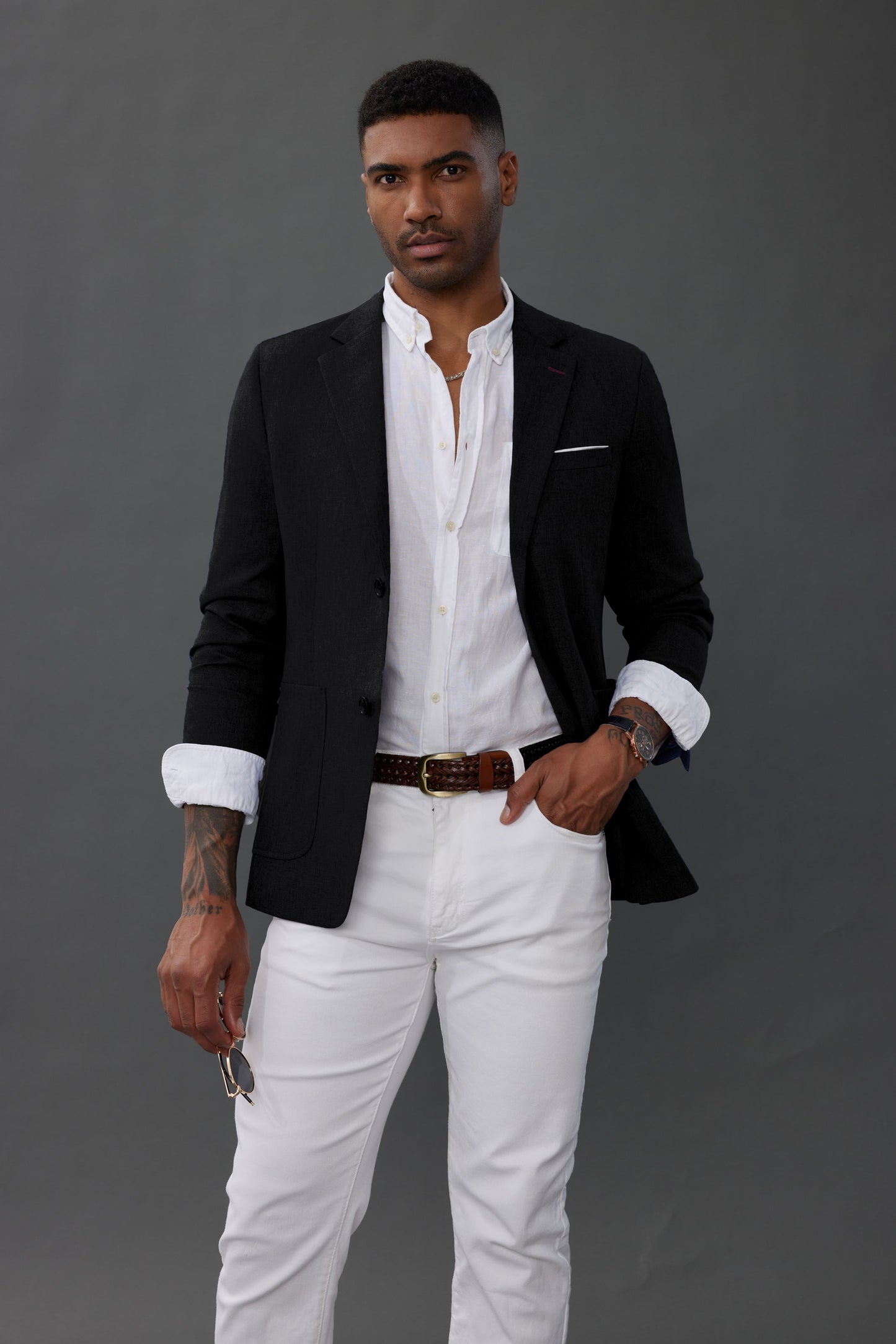 Blazer de sport décontracté pour homme, veste d'affaires légère à deux boutons 