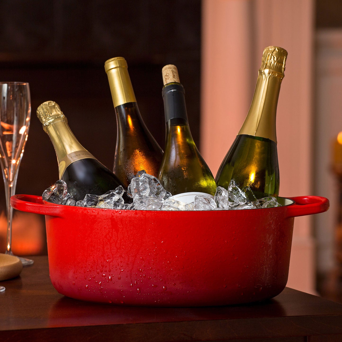 Signature Cast Iron 8-quart Cerise Oval Dutch Oven with Copper Knob