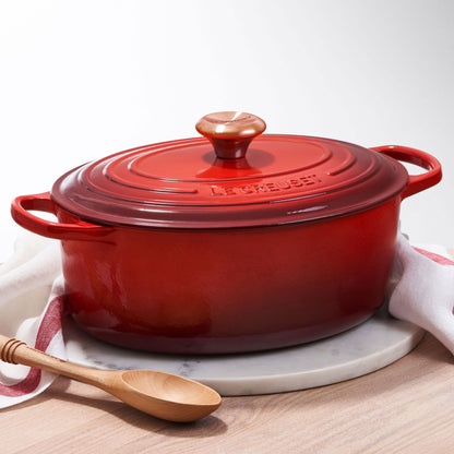 Signature Cast Iron 8-quart Cerise Oval Dutch Oven with Copper Knob