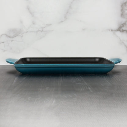 Cast Iron 9.5-inch Deep Teal Square Grill Pan