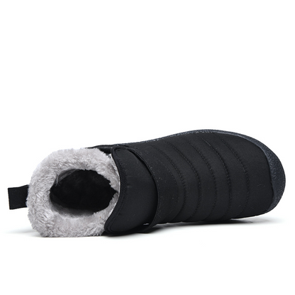 (Zeitlich begrenzte Aktion mit 49 % Rabatt) Warme, wasserdichte, rutschfeste Baumwollschuhe für Herren im Winter mit Klettverschluss, breite Zehenpartie, orthopädische Fußgewölbeunterstützung, Slip-on-Baumwollschuhe 