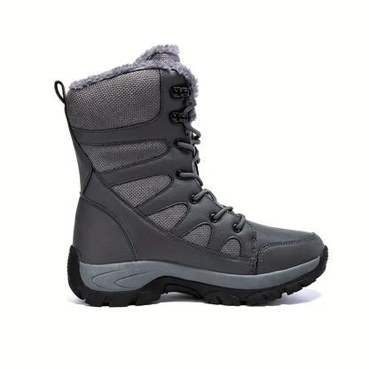 Herren-Schneestiefel mit mittlerer Wade, Thermo-Winterschuhe, winddichte Wanderstiefel mit flauschigem Futter 