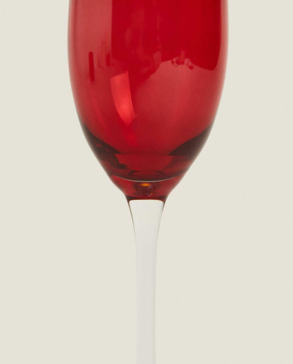 CHRISTMAS CRYSTALLINE COLOURED FLUTE GLASS