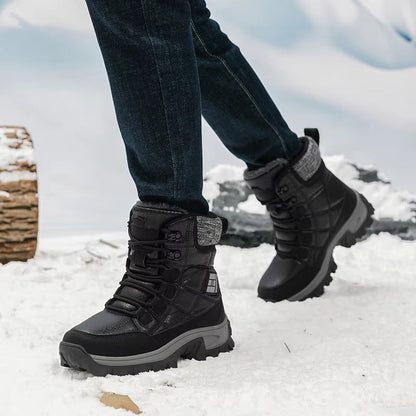 (⏰Zeitlich begrenzter Rabatt 49 %) Dicke, warme Schneestiefel für Herren, breite Zehenpartie, rutschfeste, pelzgefütterte Lederstiefel, wasserdichte Winter-Wanderstiefel 
