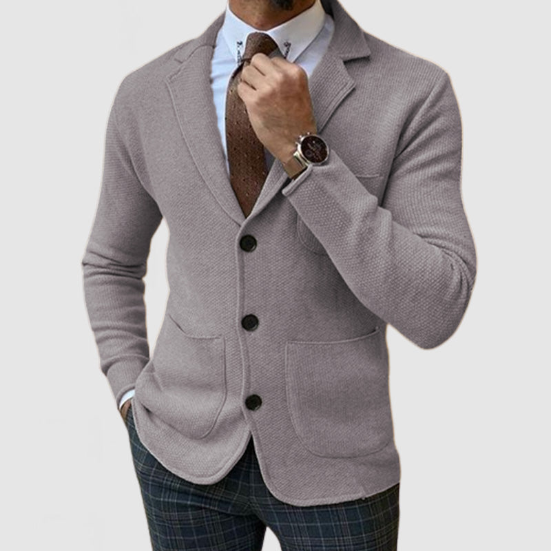 AUSVERKAUF Elegante Herren-Strickjacke mit Revers und langen Ärmeln 