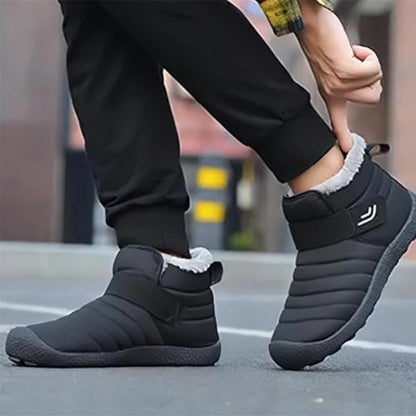 (Zeitlich begrenzte Aktion mit 49 % Rabatt) Warme, wasserdichte, rutschfeste Baumwollschuhe für Herren im Winter mit Klettverschluss, breite Zehenpartie, orthopädische Fußgewölbeunterstützung, Slip-on-Baumwollschuhe 