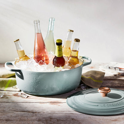 Signature Cast Iron 8-quart Sea Salt Oval Dutch Oven with Copper Knob