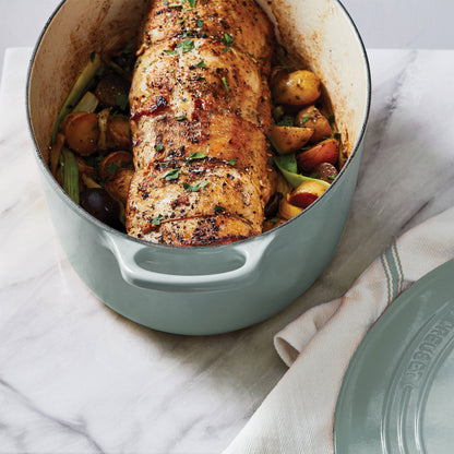 Signature Cast Iron 8-quart Sea Salt Oval Dutch Oven with Copper Knob