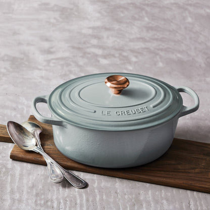 Signature Cast Iron 8-quart Sea Salt Oval Dutch Oven with Copper Knob