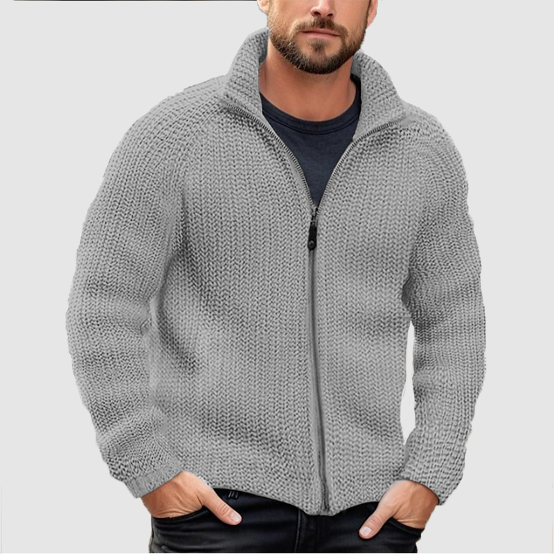 AUSVERKAUF Herren Strickjacke Solid Zipper Rollkragen Dicker Strick Wollpullover Mantel 