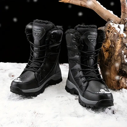 Herren-Schneestiefel mit mittlerer Wade, Thermo-Winterschuhe, winddichte Wanderstiefel mit flauschigem Futter 