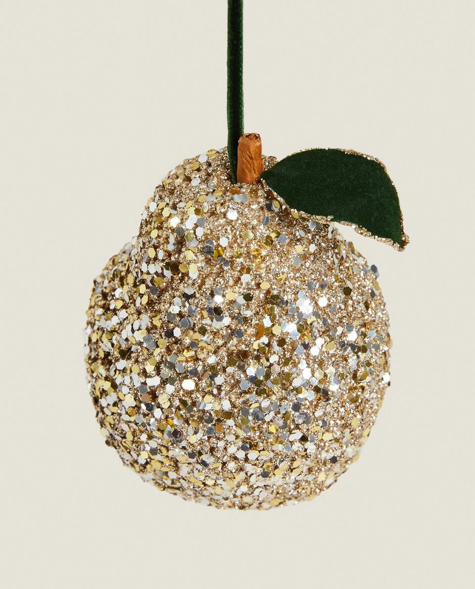 GLITTERY CHRISTMAS PEAR DECORATION