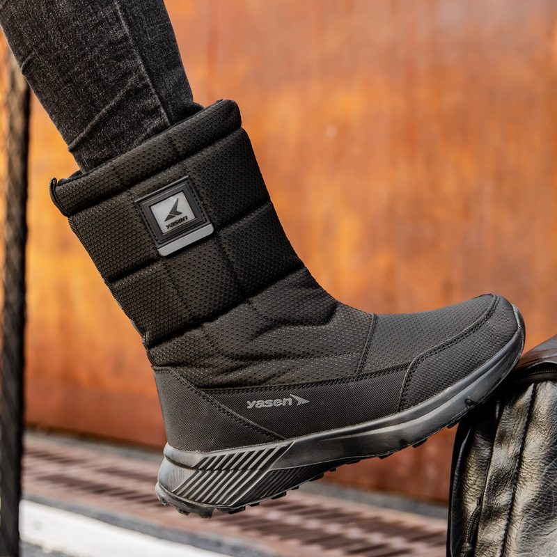 (Vente à durée limitée -49 % de réduction) Bottes de neige unisexes en cuir épais, doublées de fourrure, bottes mi-mollet chaudes, imperméables et antidérapantes (mise à niveau Warmth 2024) 