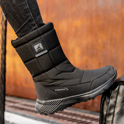 (Vente à durée limitée -49 % de réduction) Bottes de neige unisexes en cuir épais, doublées de fourrure, bottes mi-mollet chaudes, imperméables et antidérapantes (mise à niveau Warmth 2024) 