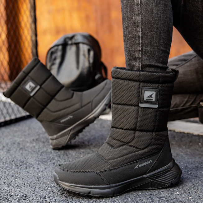 (Vente à durée limitée -49 % de réduction) Bottes de neige unisexes en cuir épais, doublées de fourrure, bottes mi-mollet chaudes, imperméables et antidérapantes (mise à niveau Warmth 2024) 