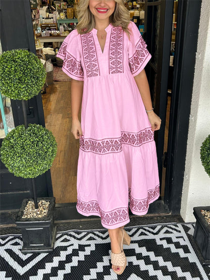 Boho-Maxikleid mit V-Ausschnitt für Damen (2 kaufen, kostenloser Versand)