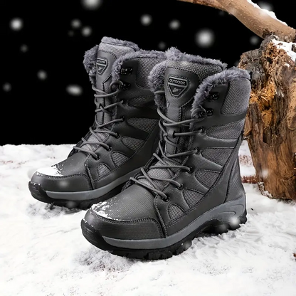 Herren-Schneestiefel mit mittlerer Wade, Thermo-Winterschuhe, winddichte Wanderstiefel mit flauschigem Futter 