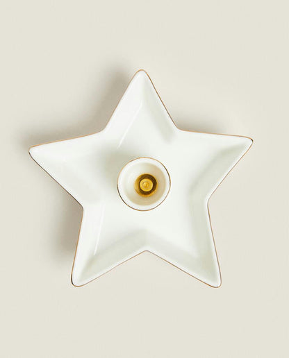 LARGE CHRISTMAS STAR CANDLESTICK WITH RIM