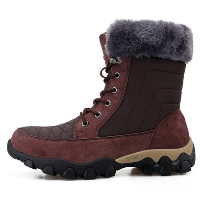 Warme, wasserdichte, Fleece-gefütterte High-Top-Schneestiefel für Herren aus Pelz 