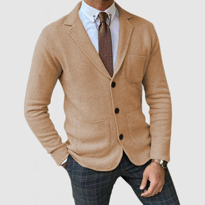 AUSVERKAUF Elegante Herren-Strickjacke mit Revers und langen Ärmeln 