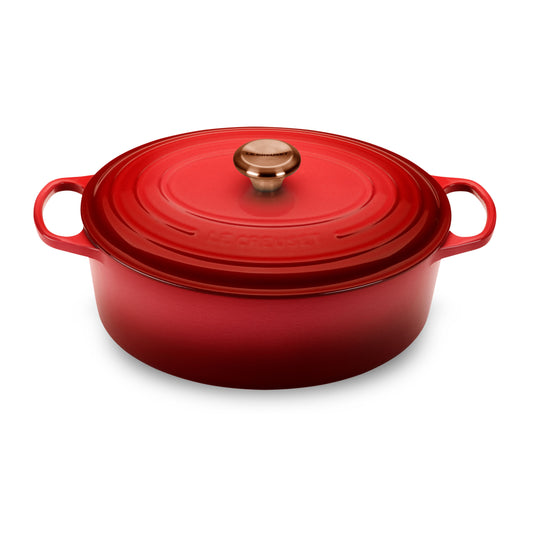 Signature Cast Iron 8-quart Cerise Oval Dutch Oven with Copper Knob