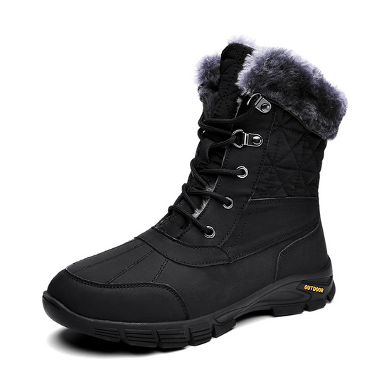 (Vente à durée limitée -49 % de réduction) Bottes de neige d'hiver pour hommes, chaudes, épaisses, en cuir, doublées de fourrure, imperméables, antidérapantes et résistantes à l'usure 