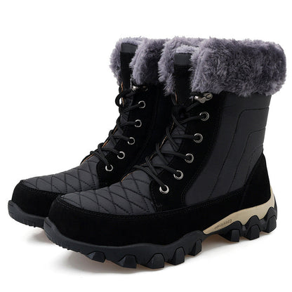Warme, wasserdichte, Fleece-gefütterte High-Top-Schneestiefel für Herren aus Pelz 