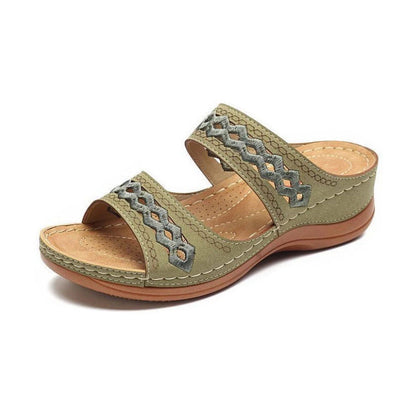 Sandales brodées en similicuir de qualité supérieure pour femmes 