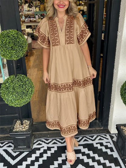Boho-Maxikleid mit V-Ausschnitt für Damen (2 kaufen, kostenloser Versand)
