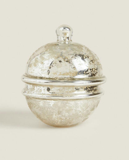 MERCURISED GLASS BOX WITH LID, FOR CHRISTMAS