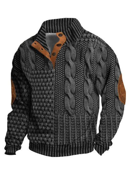 Lässiges Retro-Sweatshirt aus Kaschmir mit Stehkragen und Knöpfen für Herren 