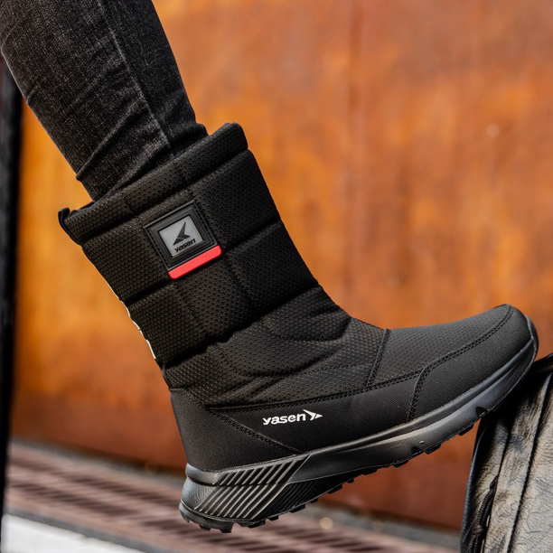 (Vente à durée limitée -49 % de réduction) Bottes de neige unisexes en cuir épais, doublées de fourrure, bottes mi-mollet chaudes, imperméables et antidérapantes (mise à niveau Warmth 2024) 