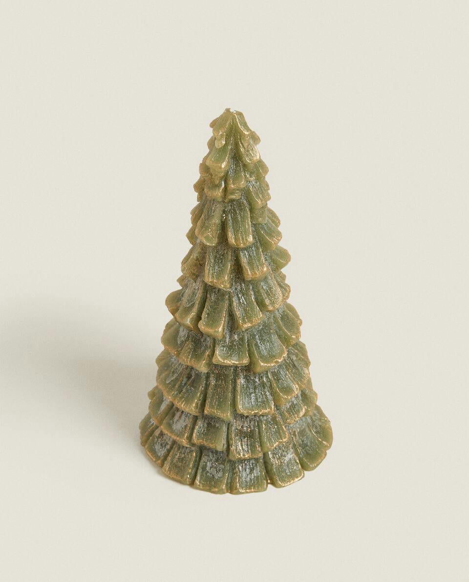 GLITTER CHRISTMAS FIR TREE CANDLE