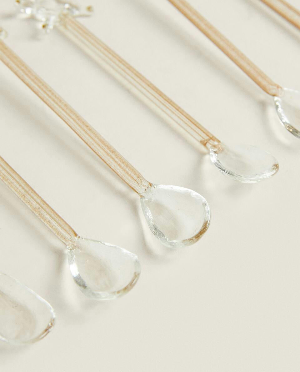 CHRISTMAS GLASS DESSERT SPOON CHARMS (PACK OF 6)