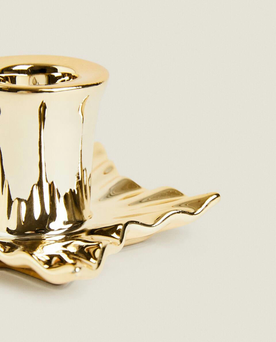 CHRISTMAS LEAF CANDLEHOLDER WITH RIM