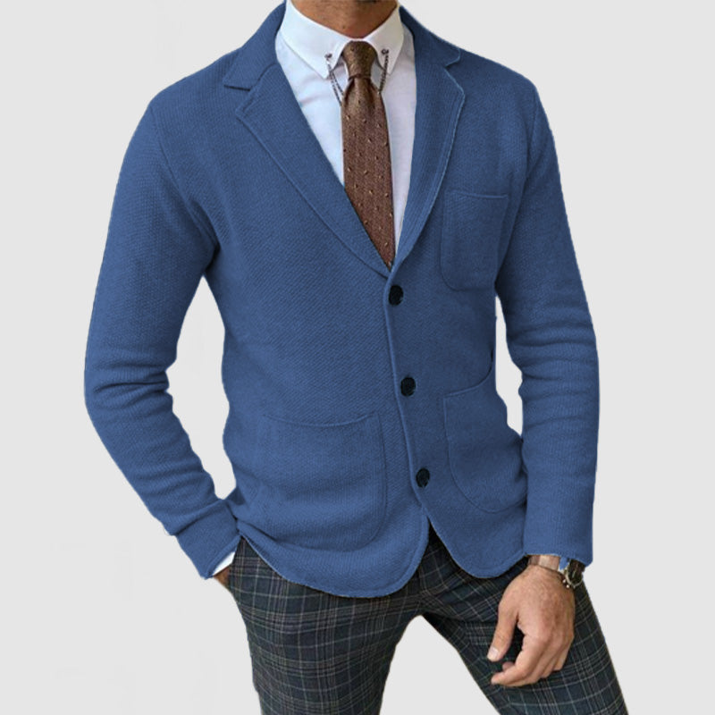AUSVERKAUF Elegante Herren-Strickjacke mit Revers und langen Ärmeln 