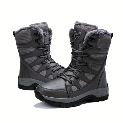 Herren-Schneestiefel mit mittlerer Wade, Thermo-Winterschuhe, winddichte Wanderstiefel mit flauschigem Futter 