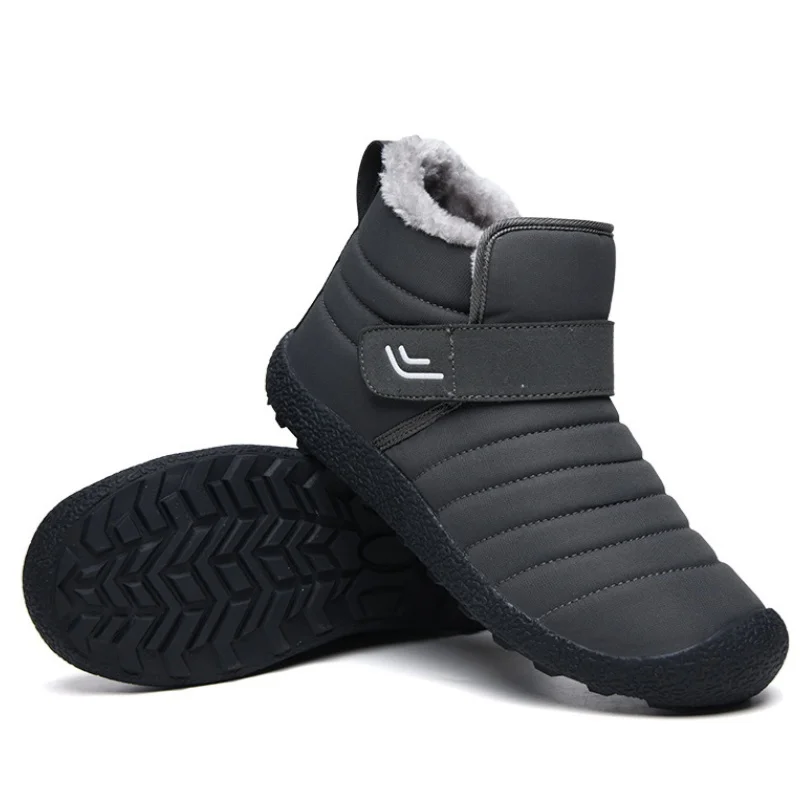 (Zeitlich begrenzte Aktion mit 49 % Rabatt) Warme, wasserdichte, rutschfeste Baumwollschuhe für Herren im Winter mit Klettverschluss, breite Zehenpartie, orthopädische Fußgewölbeunterstützung, Slip-on-Baumwollschuhe 