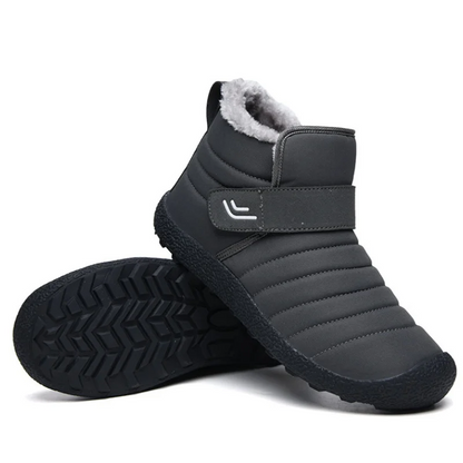 (Zeitlich begrenzte Aktion mit 49 % Rabatt) Warme, wasserdichte, rutschfeste Baumwollschuhe für Herren im Winter mit Klettverschluss, breite Zehenpartie, orthopädische Fußgewölbeunterstützung, Slip-on-Baumwollschuhe 