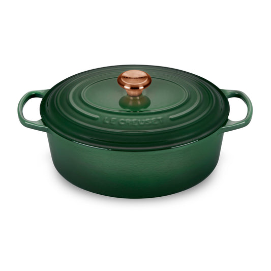 Signature Cast Iron 8-quart Artichaut Oval Dutch Oven with Copper Knob